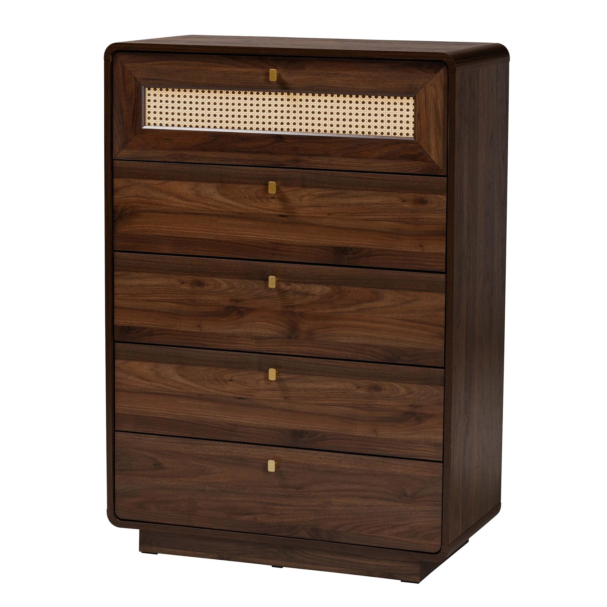 Baxton Studio Jenibelle Classic Chest, 5-Drawer, Walnut Brown