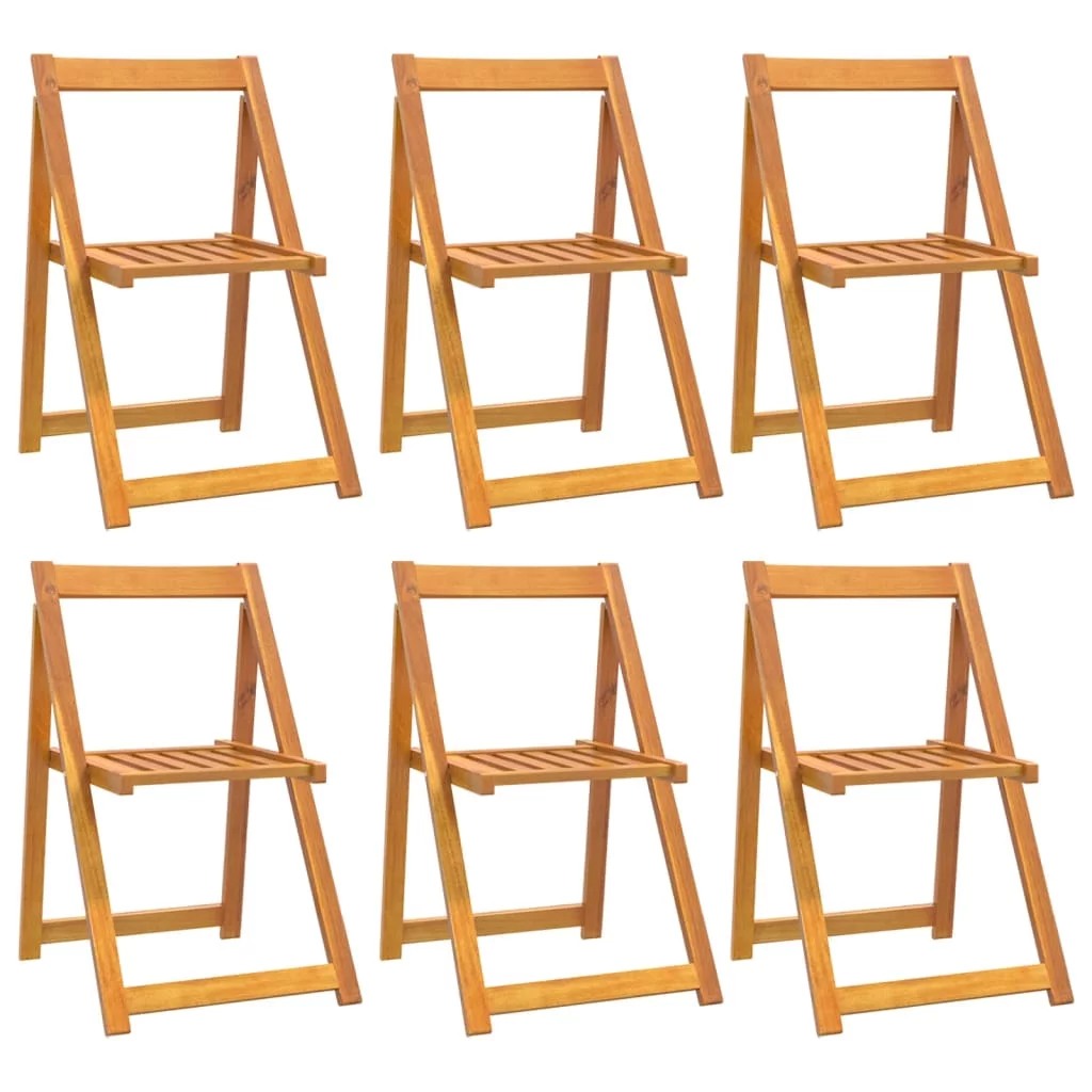 Tomshoo Folding Garden Chairs 6 pcs Solid Wood Acacia