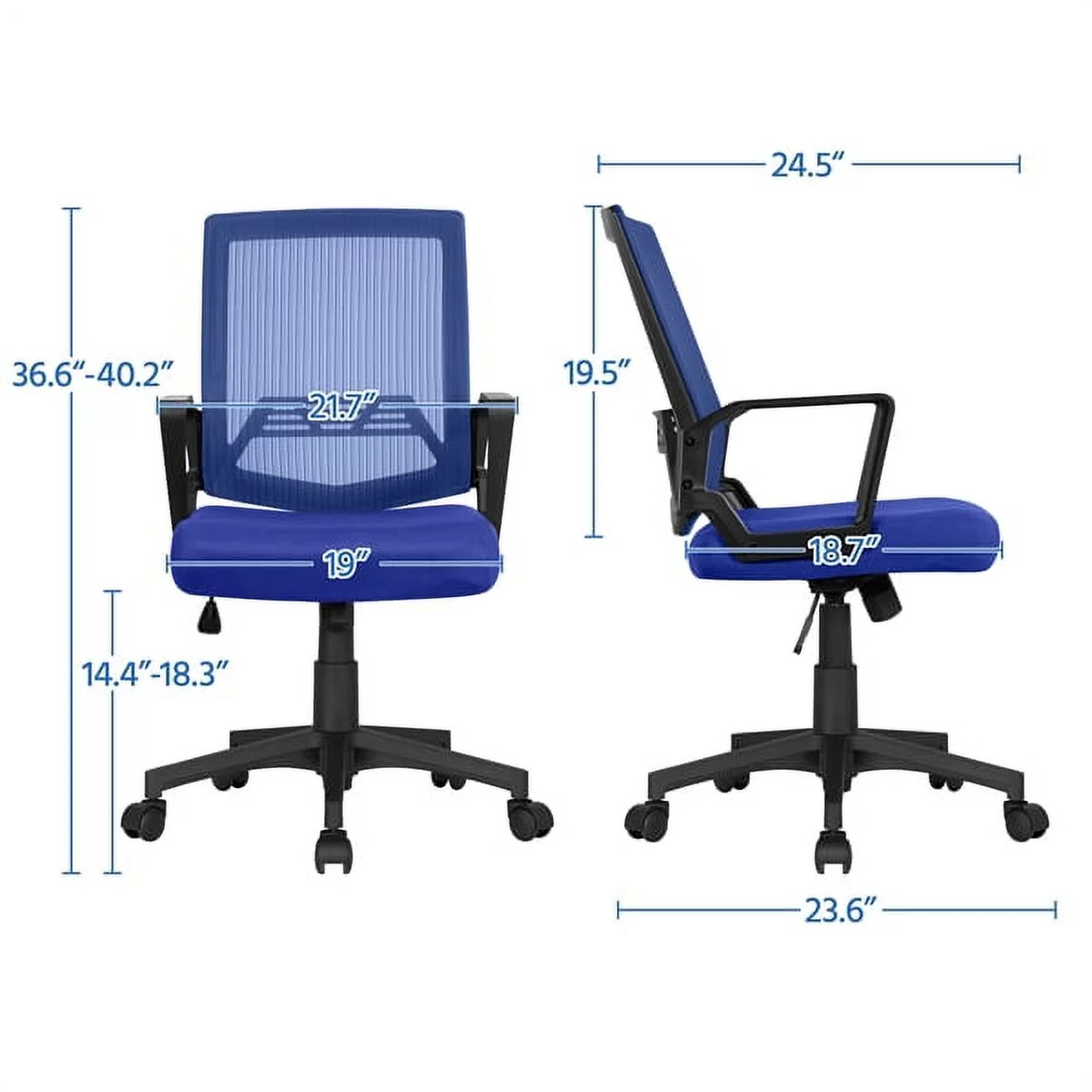 Topeakmart Mesh Office Chair Ergonomic Height Adjustable Computer Chair with 360° Rolling Casters Blue