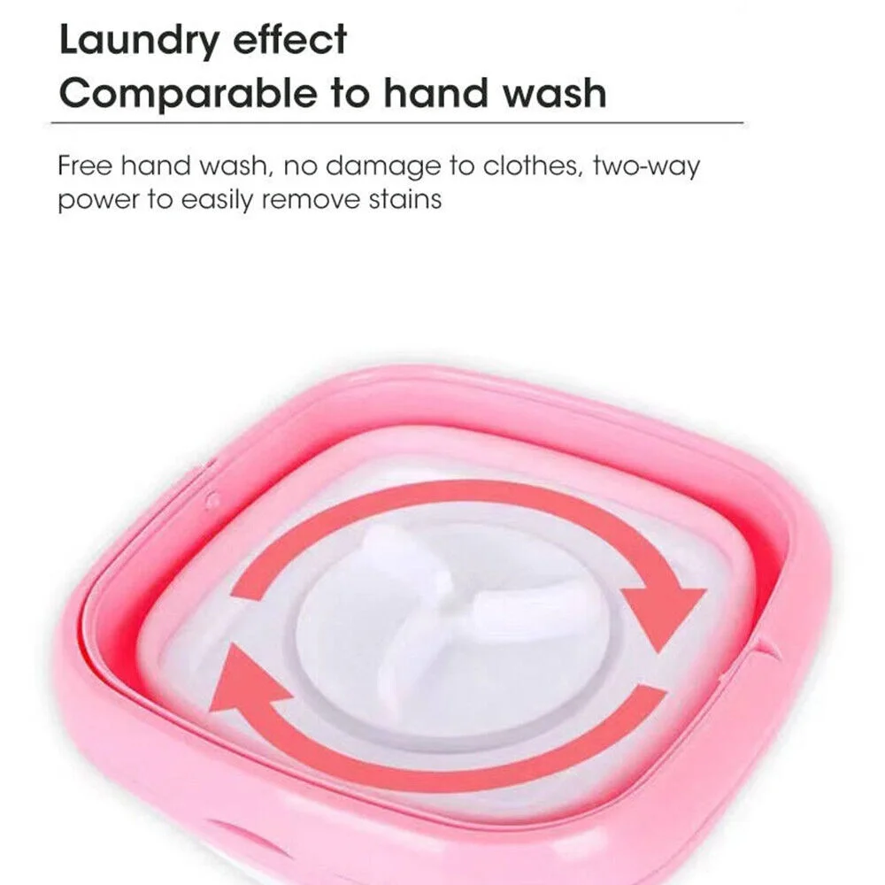 JahyShow Foldable Clothes Washer with Dryer Bucket - Pink Edition