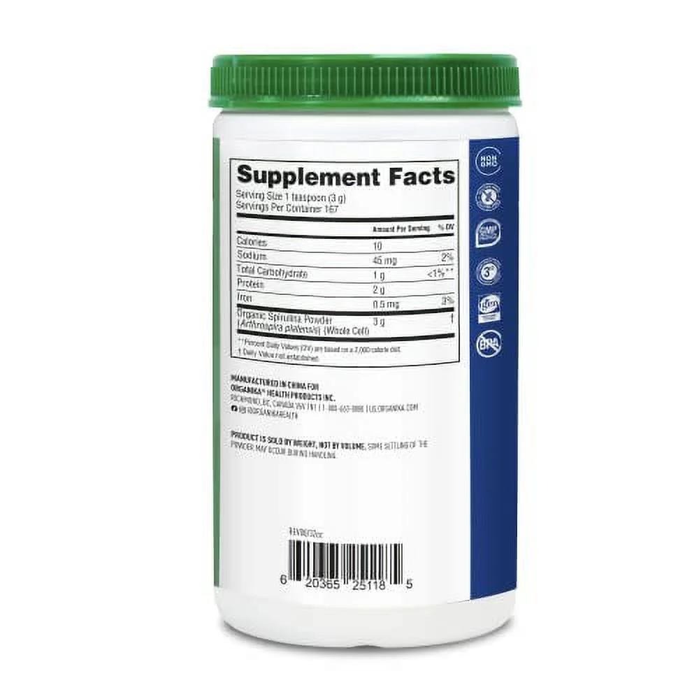 Organika Organic Spirulina Powder, 500 g