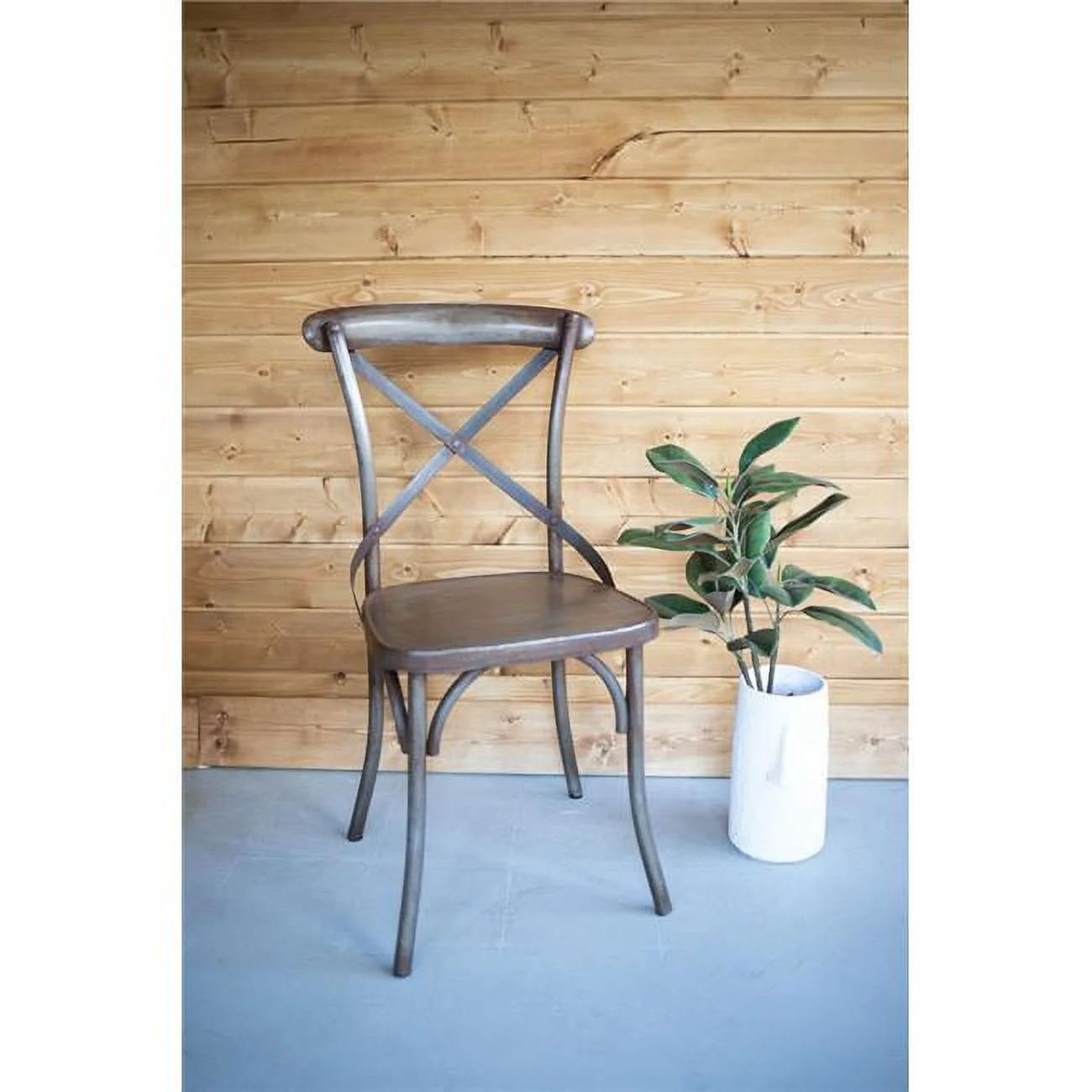 Kalalou NJN2087 20.5 x 19 x 35 in. Rustic Iron Cross Back Dining Chair - Case of 2