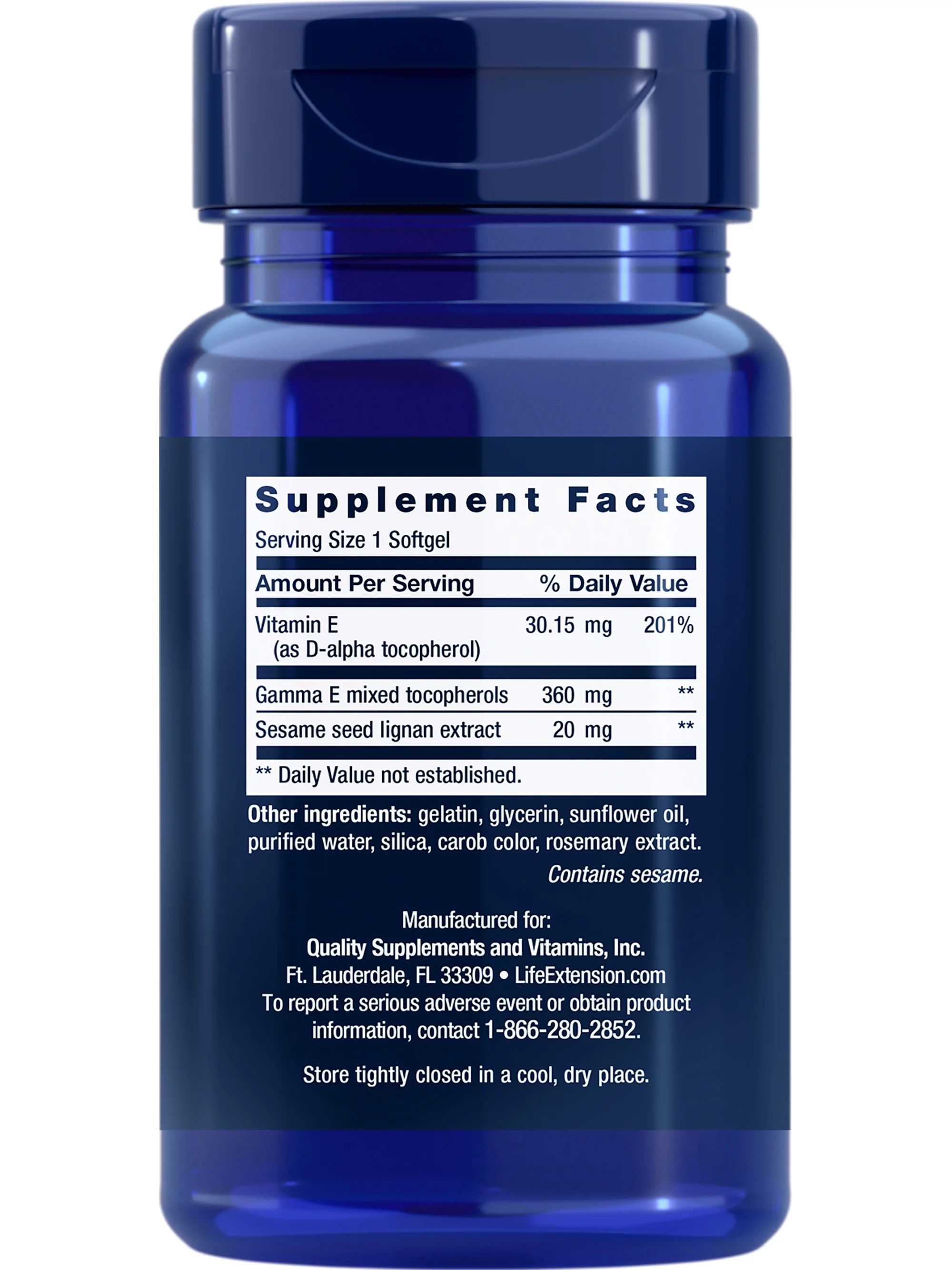 Life Extension Gamma E Mixed Tocopherols - Enhanced Vitamin E Benefits with Sesame Lignans - Gluten-Free, Non-GMO - 60 Softgels