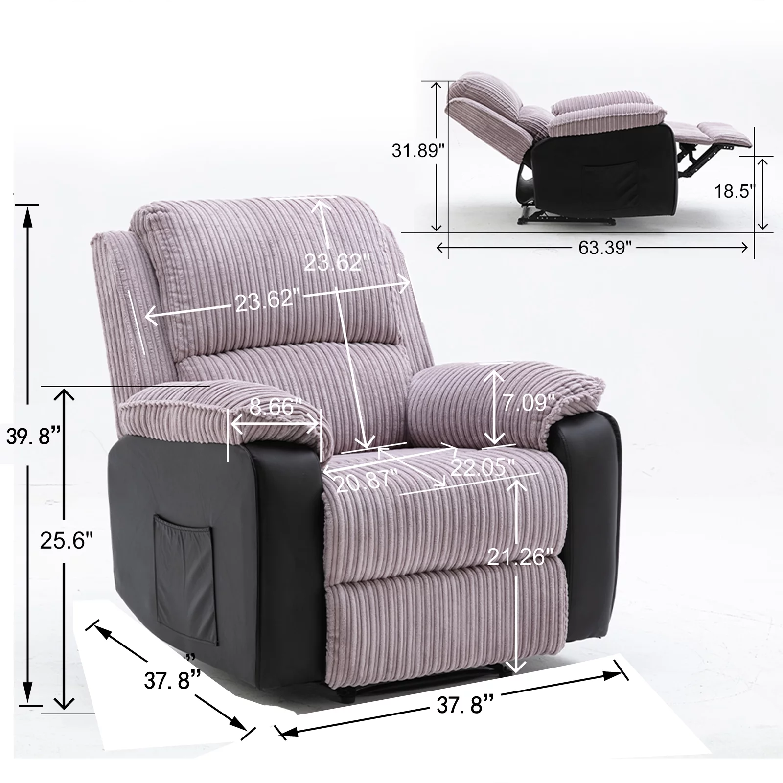 Highsound Electric Lift Recliner With Heat and Massage, Heavy Lounge Chair With Padded Arms and USB, Suitable for The Elderly