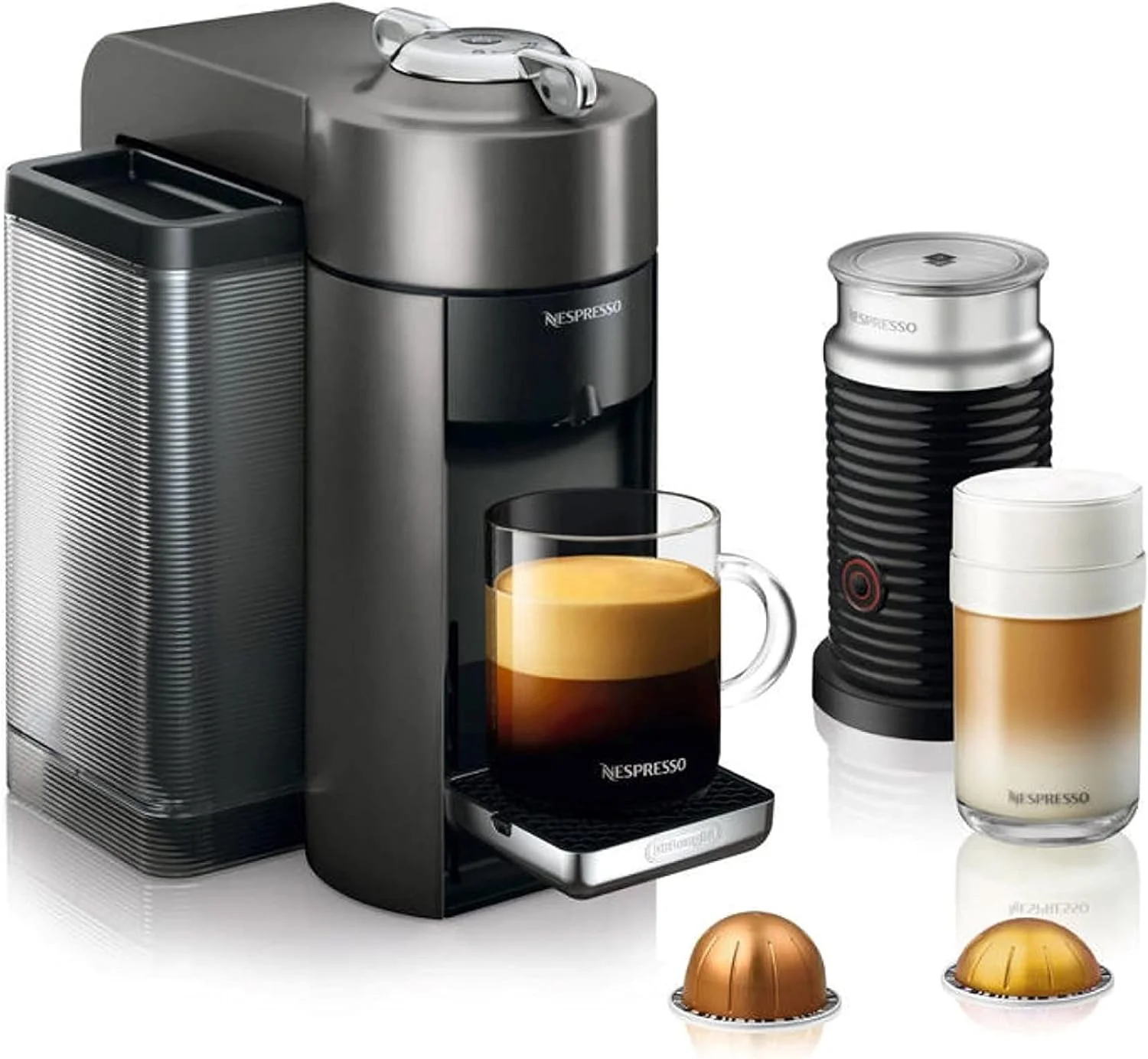Nespresso Vertuo Coffee Espresso Machine Aeroccino Milk Frother De'Longhi Titan