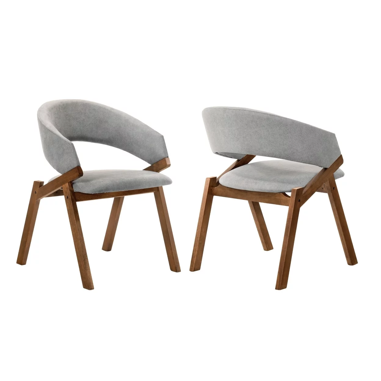 Talulah Gray Fabric and Walnut Veneer Dining Side Chairs - Set of 2- Saltoro Sherpi