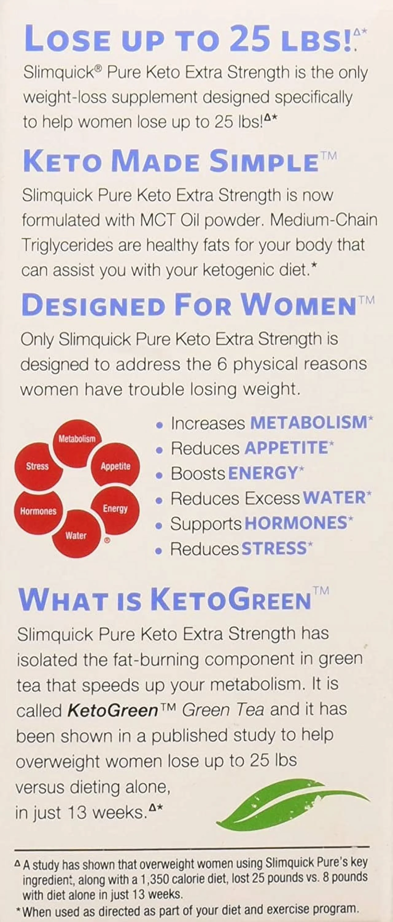 SlimQuick Pure Keto Dietary Supplement Extra Strength Caplets 60 Ct