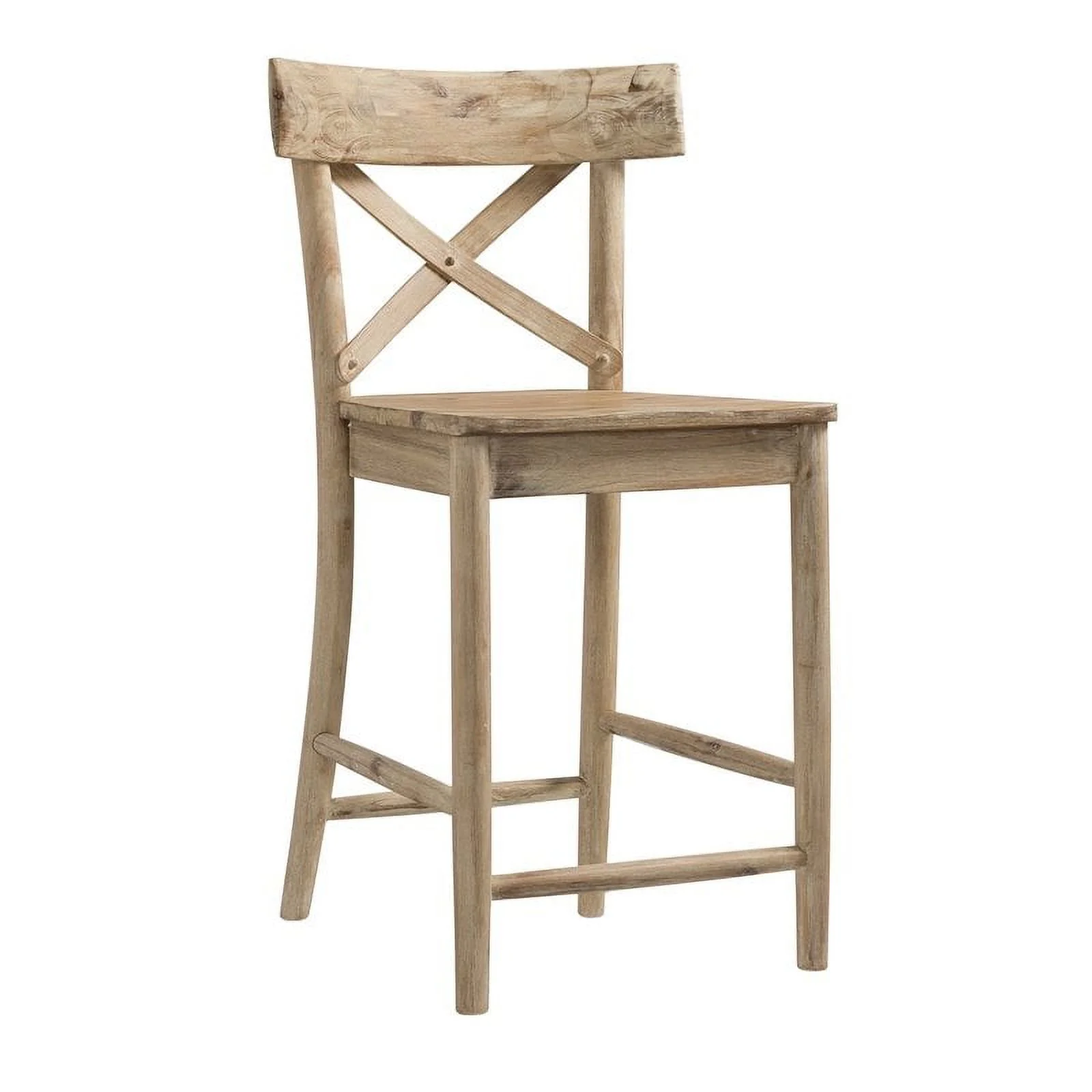 Home Square 2 Piece Rustic Solid Wooden Counter Height Stool Set in Natural