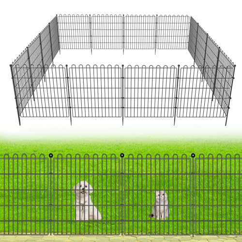 10 Panels No Dig Decorative Garden Fence for Yard, 32 in(H) X 23.6 ft(L) Animal Barrier Fencing for Outdoor Dog, Metal Portable Garden Fences for Borders, Pets, Landscape, Temporary Fence