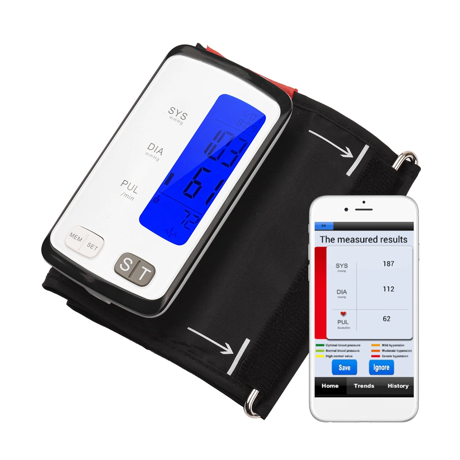 Vistreck Smart BT Tester Automatic Upper Arm Electronic 3.2-inch LCD Display One Piece Design BP Cuff for Home Use with 6.7-16.5 Inch Cuff Size