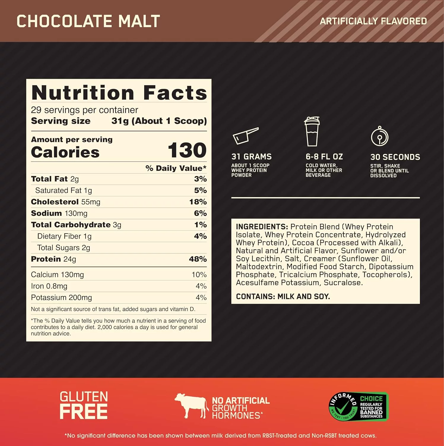 Optimum Nutrition Gold Standard 100% Whey Chocolate Malt - 2 lbs Pack of 2