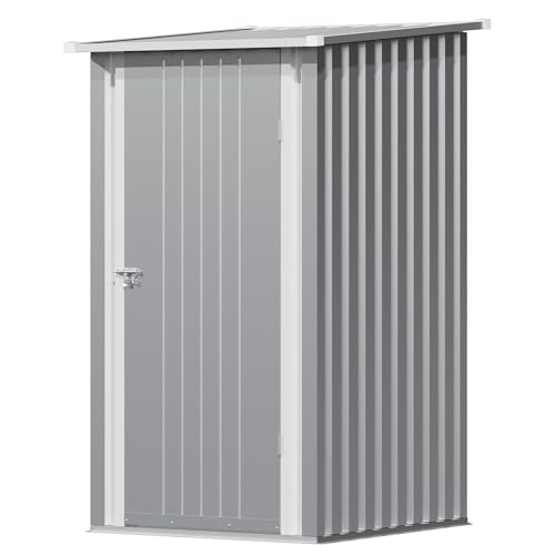 Devoko Outdoor Storage Shed 5.8 x 3.3 FT Metal Trash Shed Waterproof Outside Storage with Lid Chain Hydraulic Gas Rod for Trash Can Weeding Tools