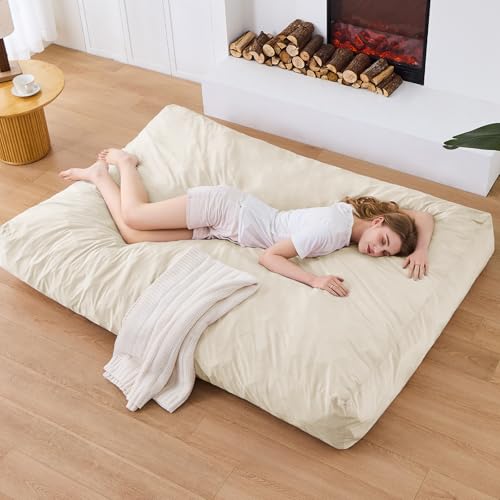 Bean Bag Chairs for Adults - Giant Bean Bag Chair Convertible Bean Bag Bed - Beanbag Chair with Micro Fiber Cover/Furniture Foam Filler - Floor Couch Sofa in Bedroom Dorm Room - Full Charcoal