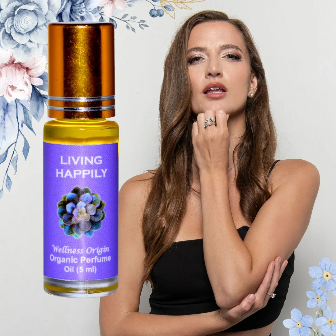 Wellness Origin Living Happily Organic Perfume | Essential Oil Blend Named After Singer Claudia Varga's Song