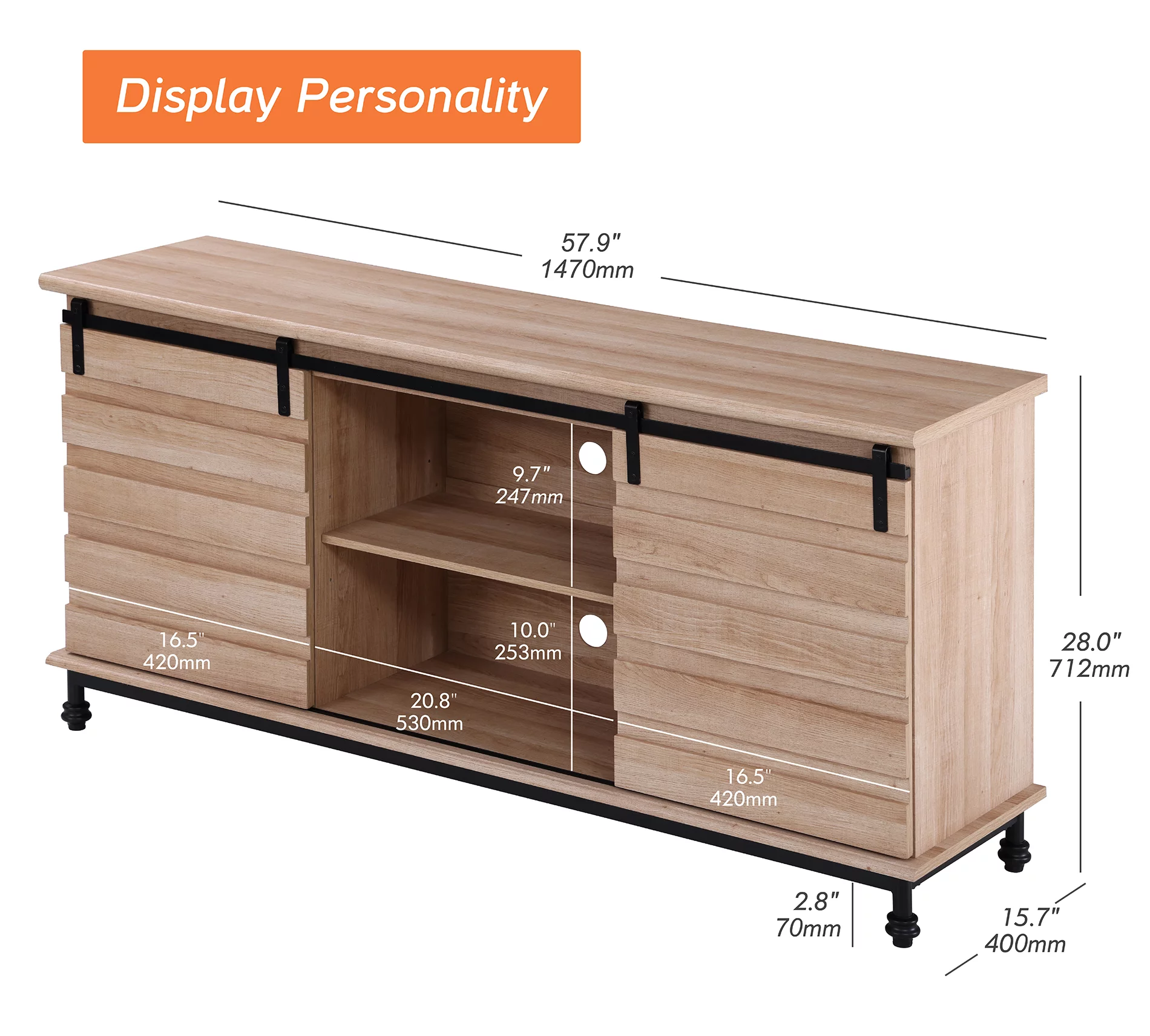 Wampat Modern Farmhouse TV Stand for TVs up to 65