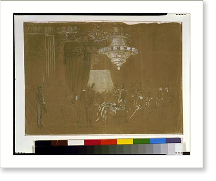 Historic Framed Print, Funeral service over Col. Ellsworth at the White House East Room - 2, 17-7/8