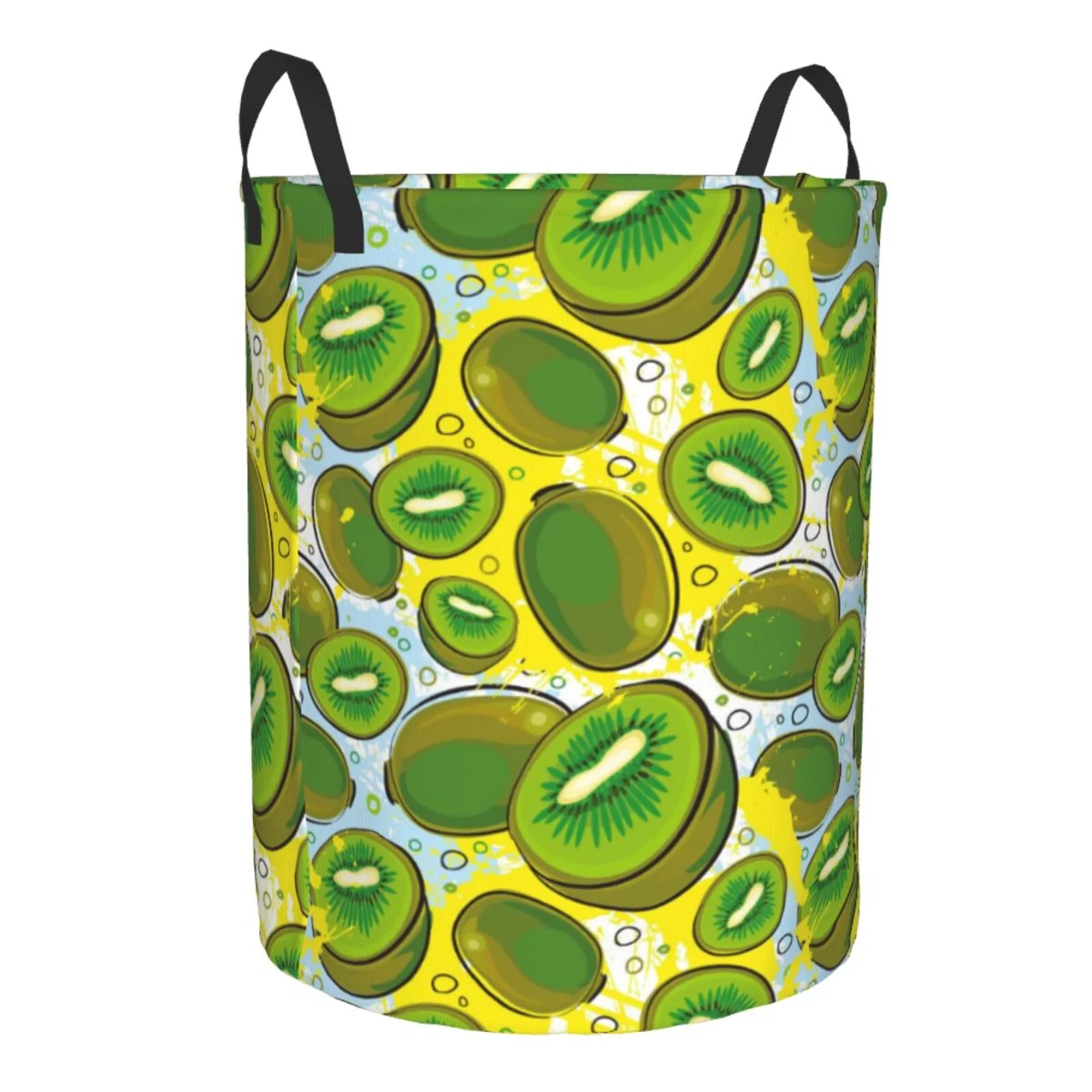 Balery,Laundry Hamper With Handles Laundry Basket Watercolor Kiwi Fruits Summer Round Laundry Baskets Circular Hamper For Bathroom Organizer Basket Lightweight Storage Baskets For Bathroom