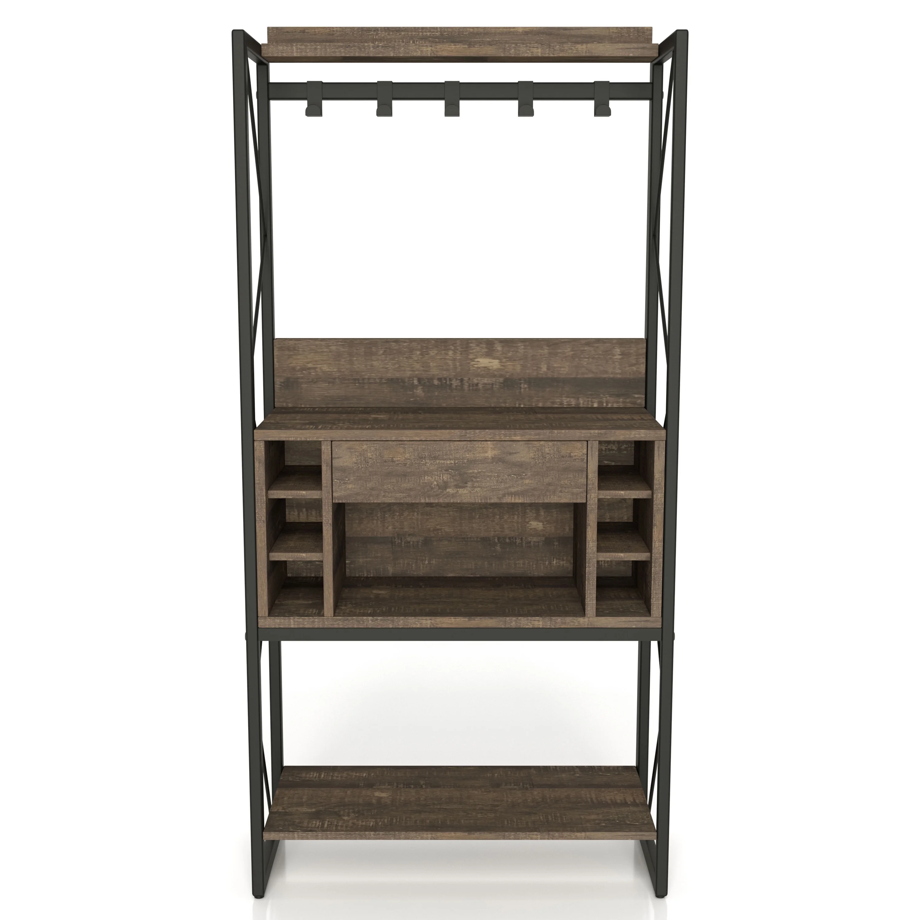 24/7 Shop At Home Bagare Metal and Wood Baker's Rack, Reclaimed Oak