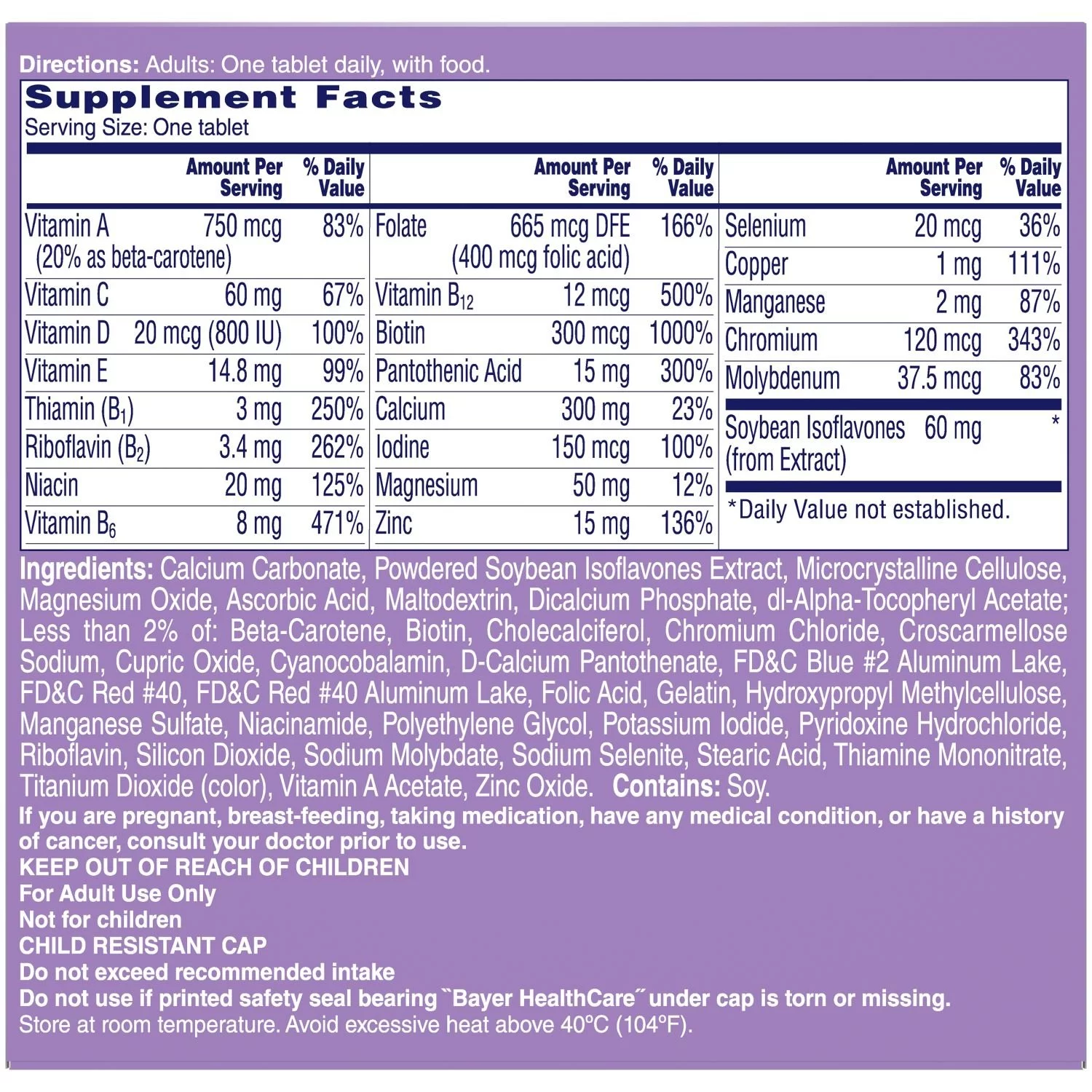 One A Day Women's Complete Multivitamin Menopause Formula, 50 Ct, 4 Pack