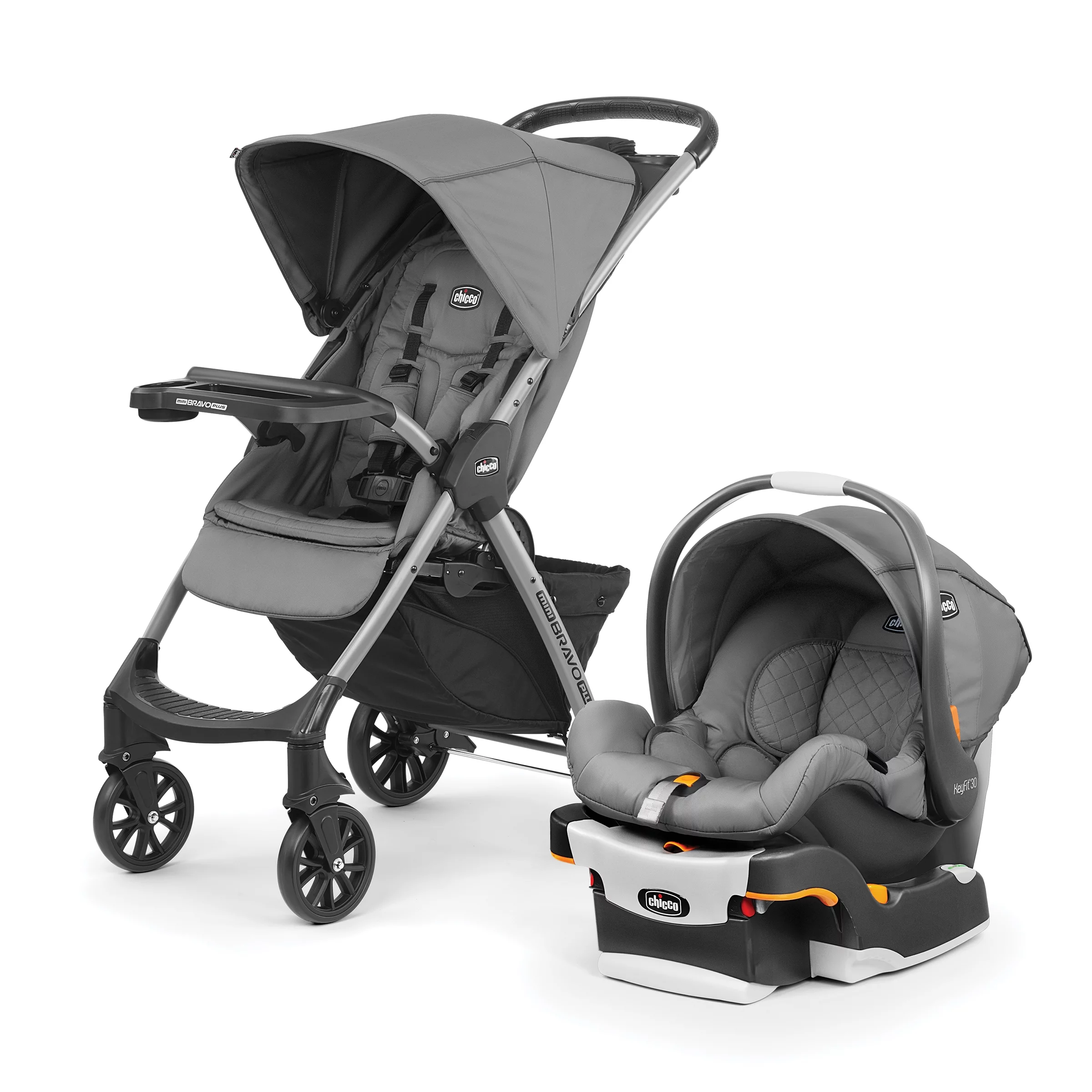 Chicco Mini Bravo Plus Travel System Stroller with KeyFit 30 Infant Car Seat - Slate (Grey)