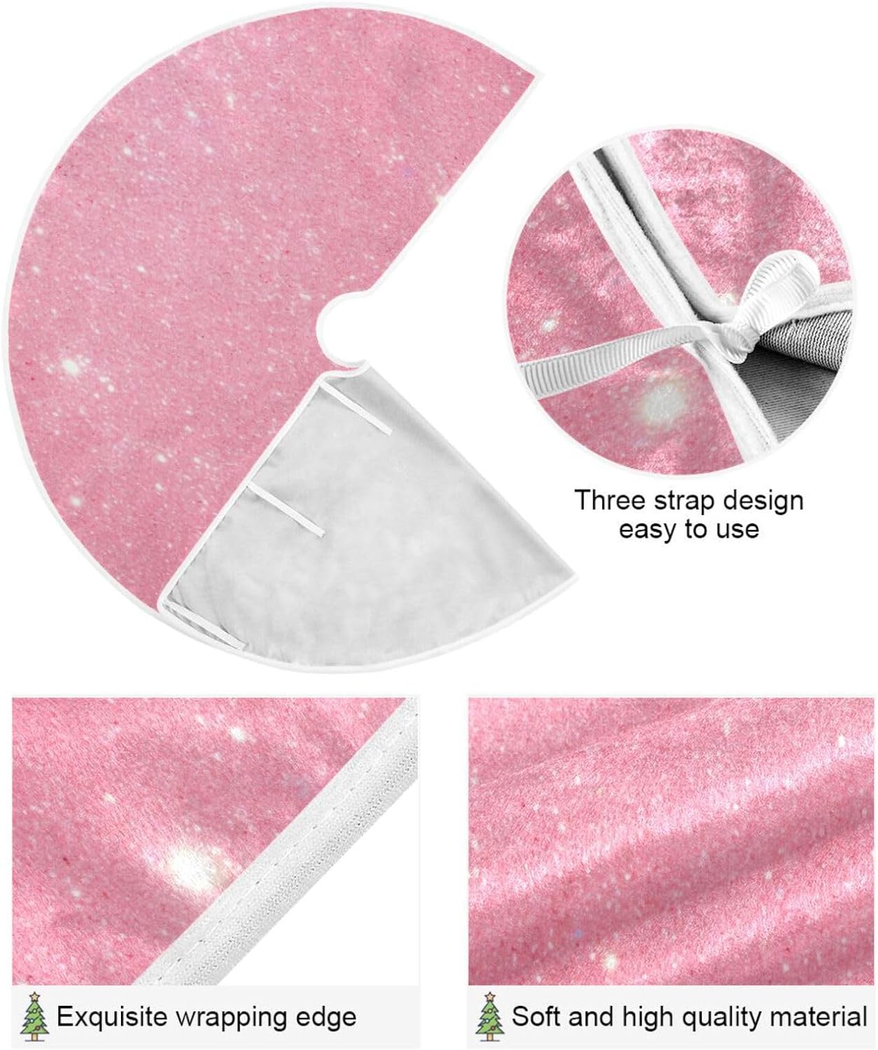 Hidove Glitter Blush Pink Christmas Tree Skirt 35.4