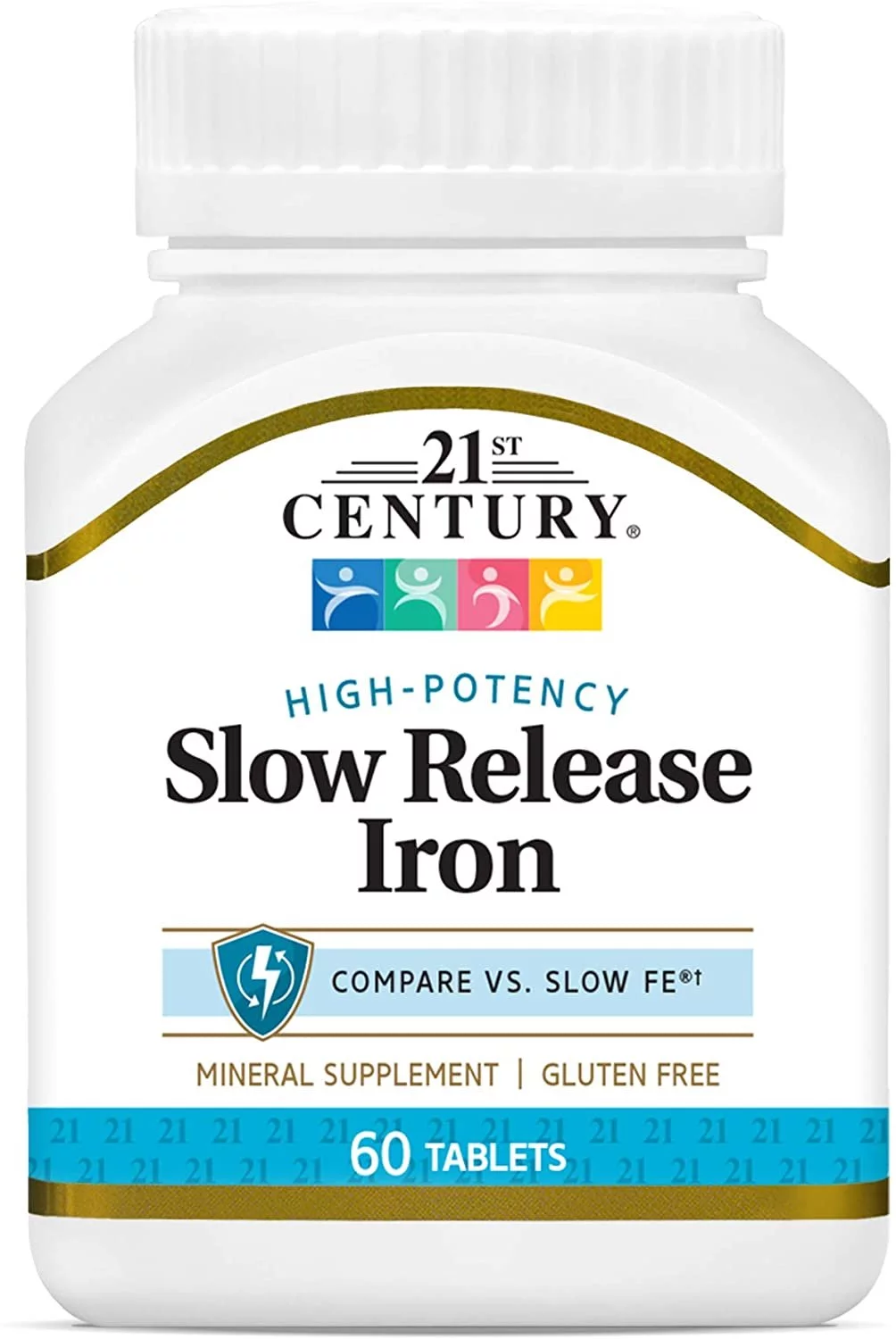 21st Century Slow Release Iron High Potency Gluten-Free 60ct, 5-Pack