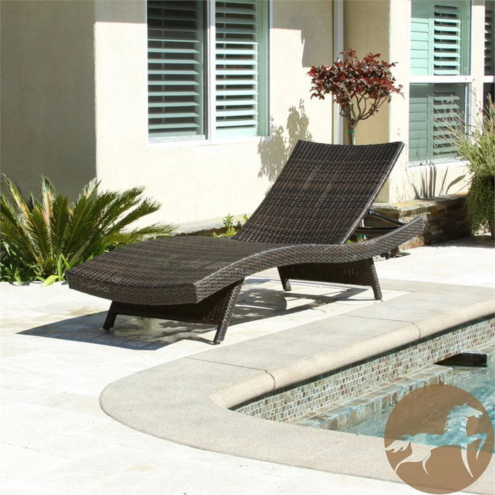 Noble House Salem Outdoor Brown Wicker Adjustable Chaise Lounge