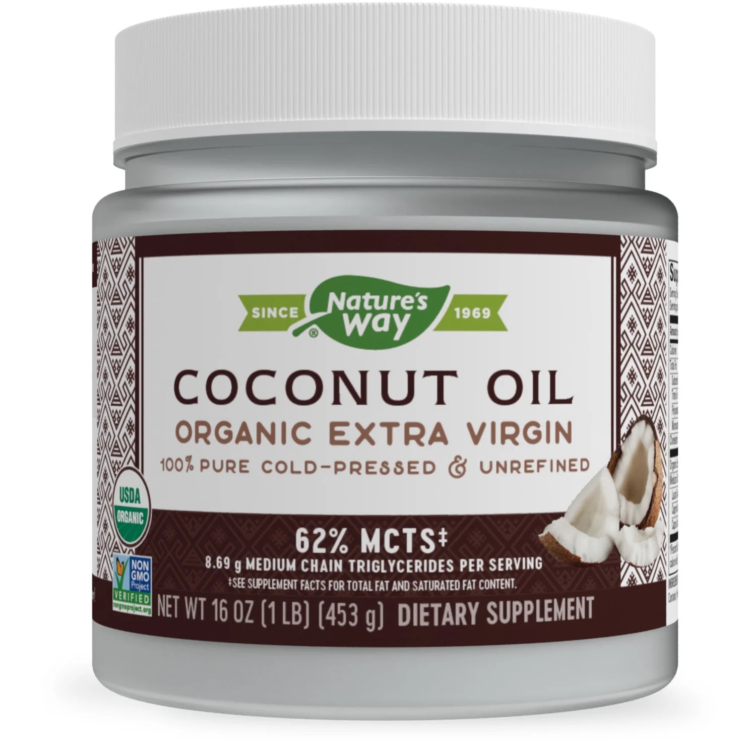 Nature's Way Organic Extra Virgin Coconut Oil, Cold-Pressed & Unrefined, 16 Fl Oz.