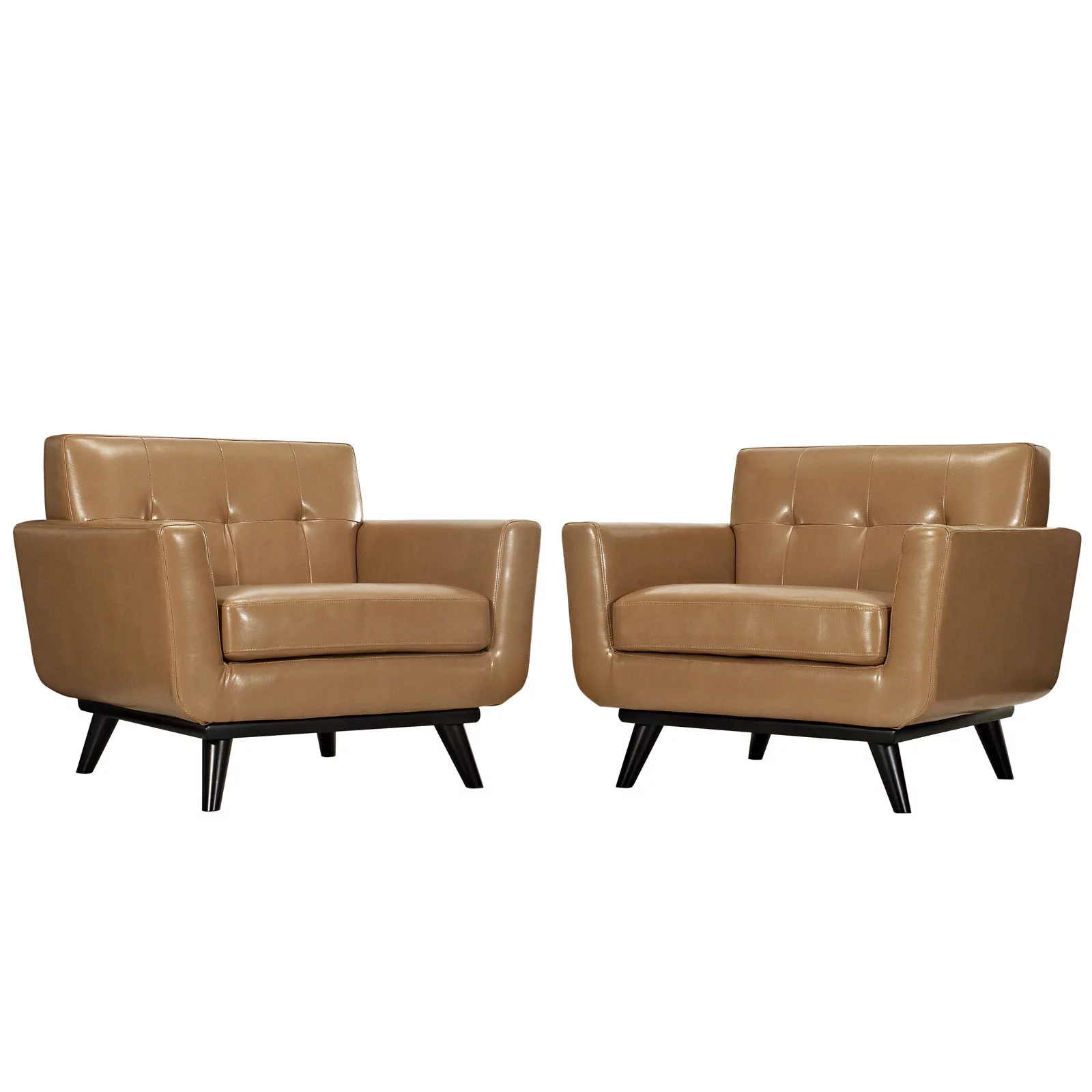 Modway Engage Leather Sofa Set in Tan