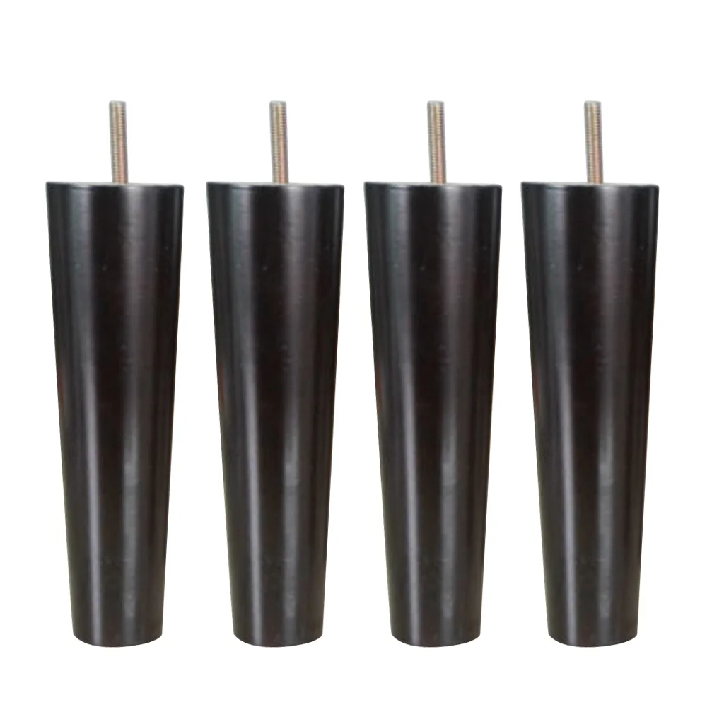 Set of 4, Wood Furniture Legs for Sofa, Couch, Ottoman, Coffee Table Make Furniture Sturdy Tapered Legs - Black 20cm H