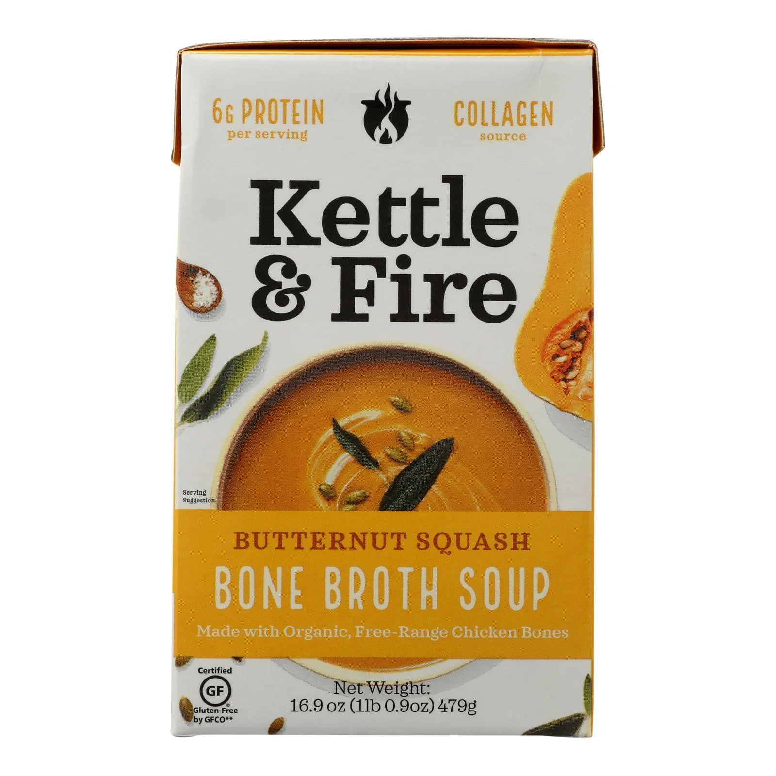 Kettle and Fire Soup - Butternut Squash Soup - Case of 6 - 16.9 oz.