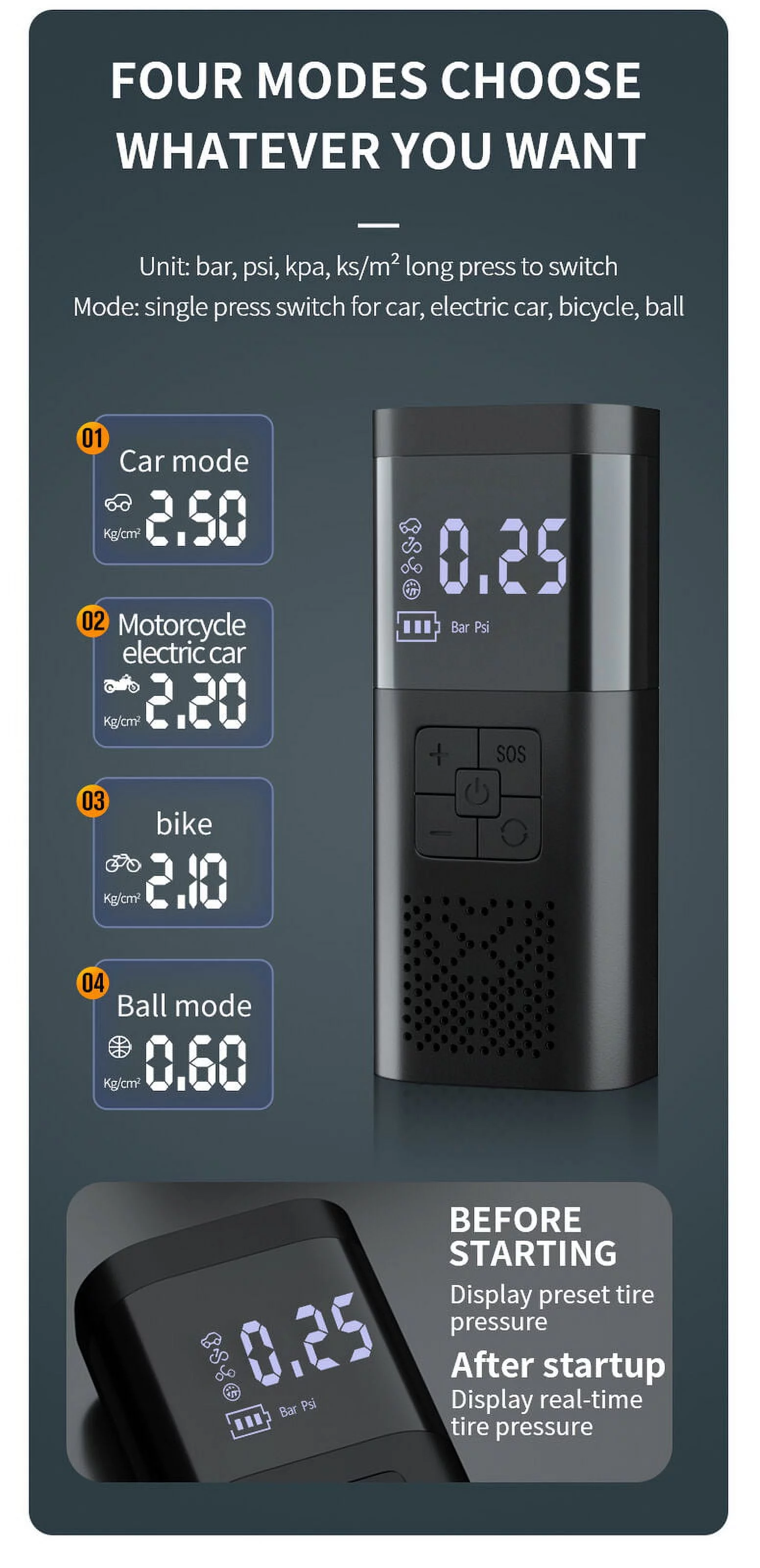 Portable 150PSI Car Digital Electric Tire Inflator LCD Smart Air Pump Compressor