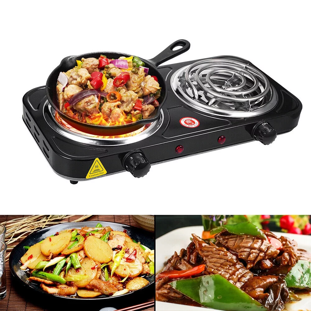Paddsun Hot Plate Kitchen Double-burner Electric Stove Multi-turn Heating Tubes Double Multifunction Temperature Control 220v2000W