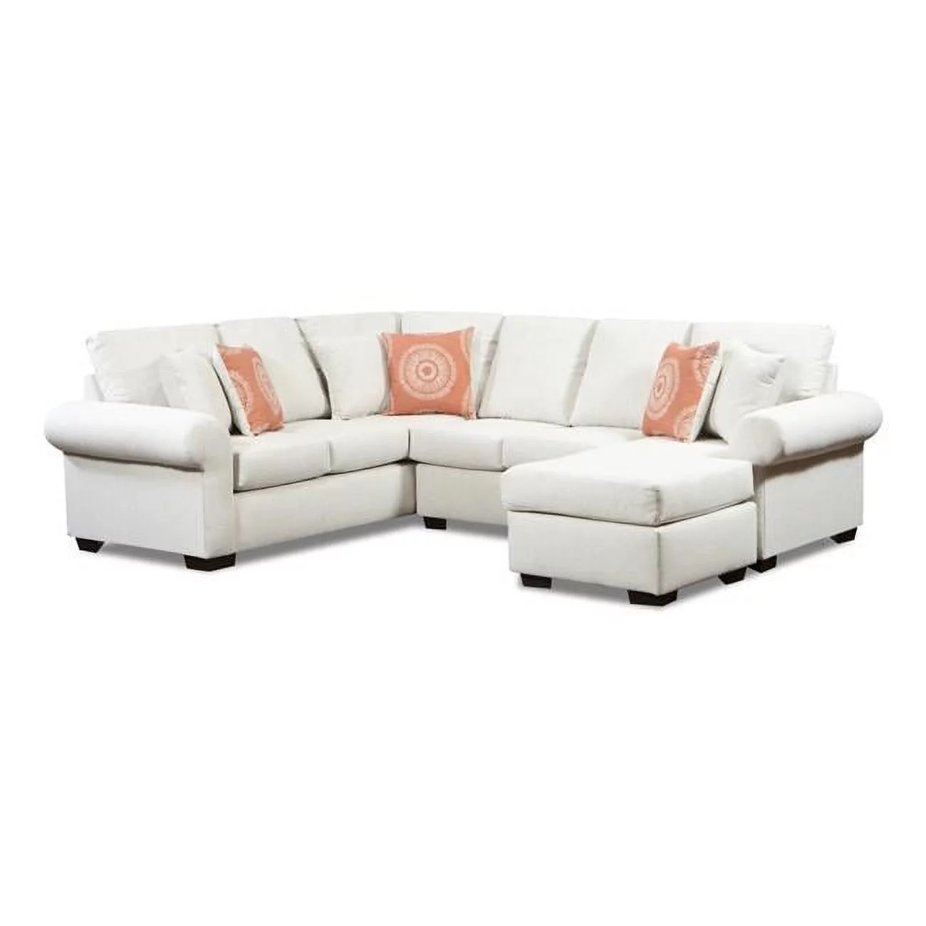 NL727-BEIG-12-CHEE-SEC-CHAISE Zion Corner Sectional with Right Facing Chaise, Beige