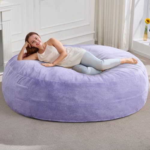 Hobestluk 3ft Bean Bag Chairs for Adults Large Beanbag Chair with Plush Faux Fur Cover Big Bean Bag Chair for Living Room Bedroom Dorm Office - Grey (36” x 36” x 22”)