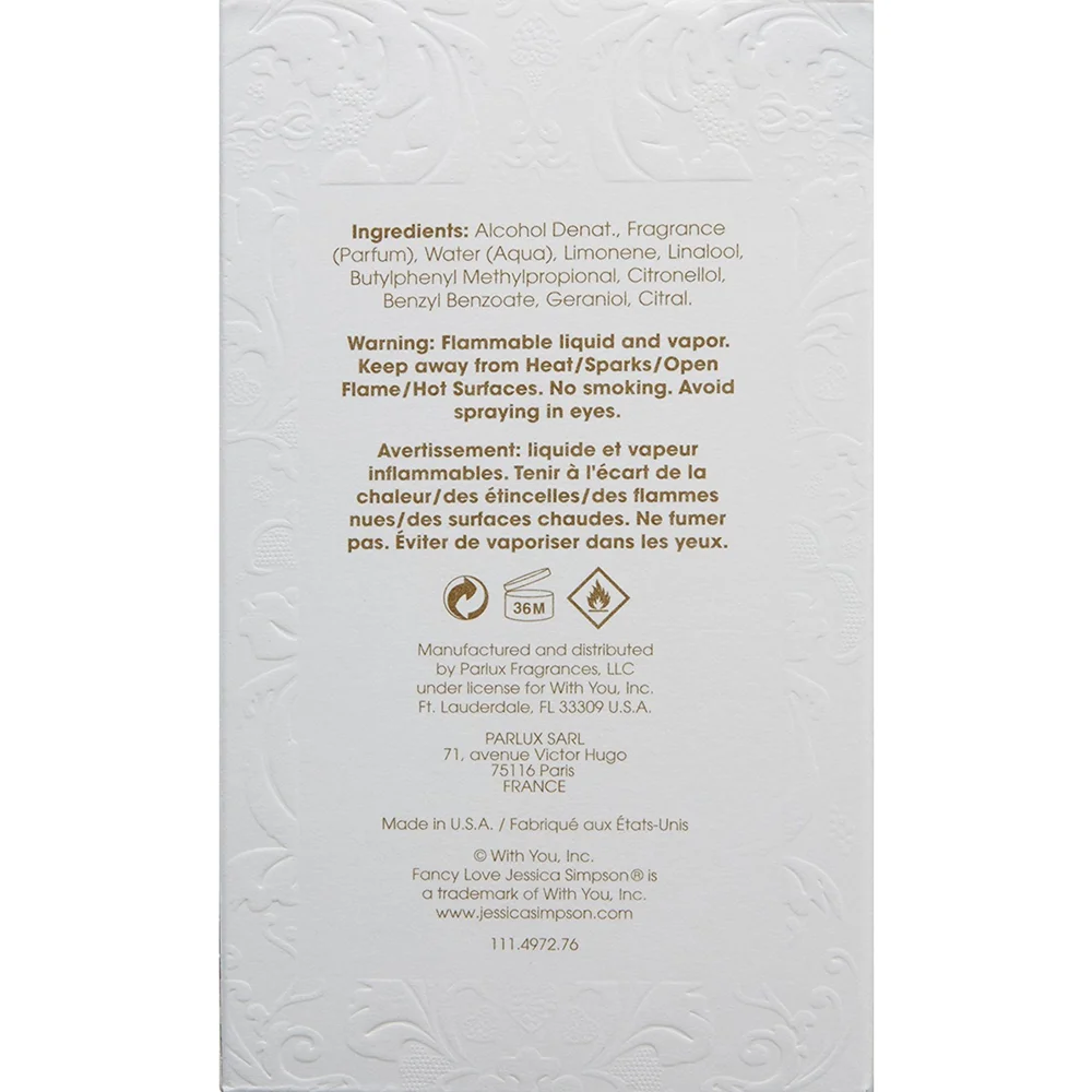 Jessica Simpson Fancy Love Eau de Parfum, Perfume for Women, 3.4 Oz Full Size