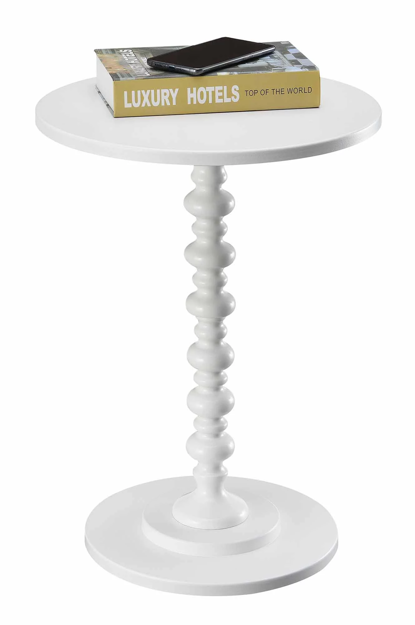 Convenience Concepts Palm Beach No Tools Spindle Table, White