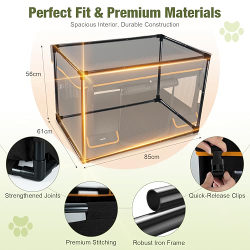 Durable Dog Playpen with Iron Frame, Heavy-Duty Pet Tent with Waterproof Base & Mesh Sides for Indoor Outdoor Use, Black