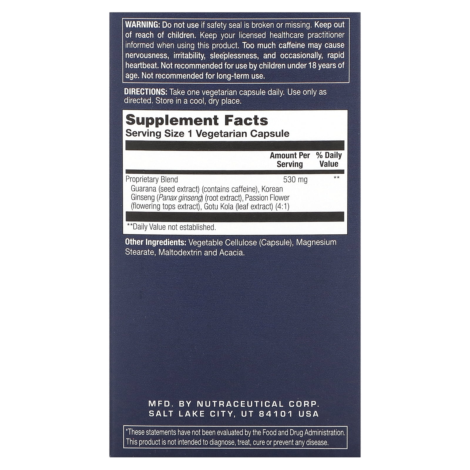 for Men, Perpetual Energy, Extra Strength Guarana, 60 VegCaps, Action Labs