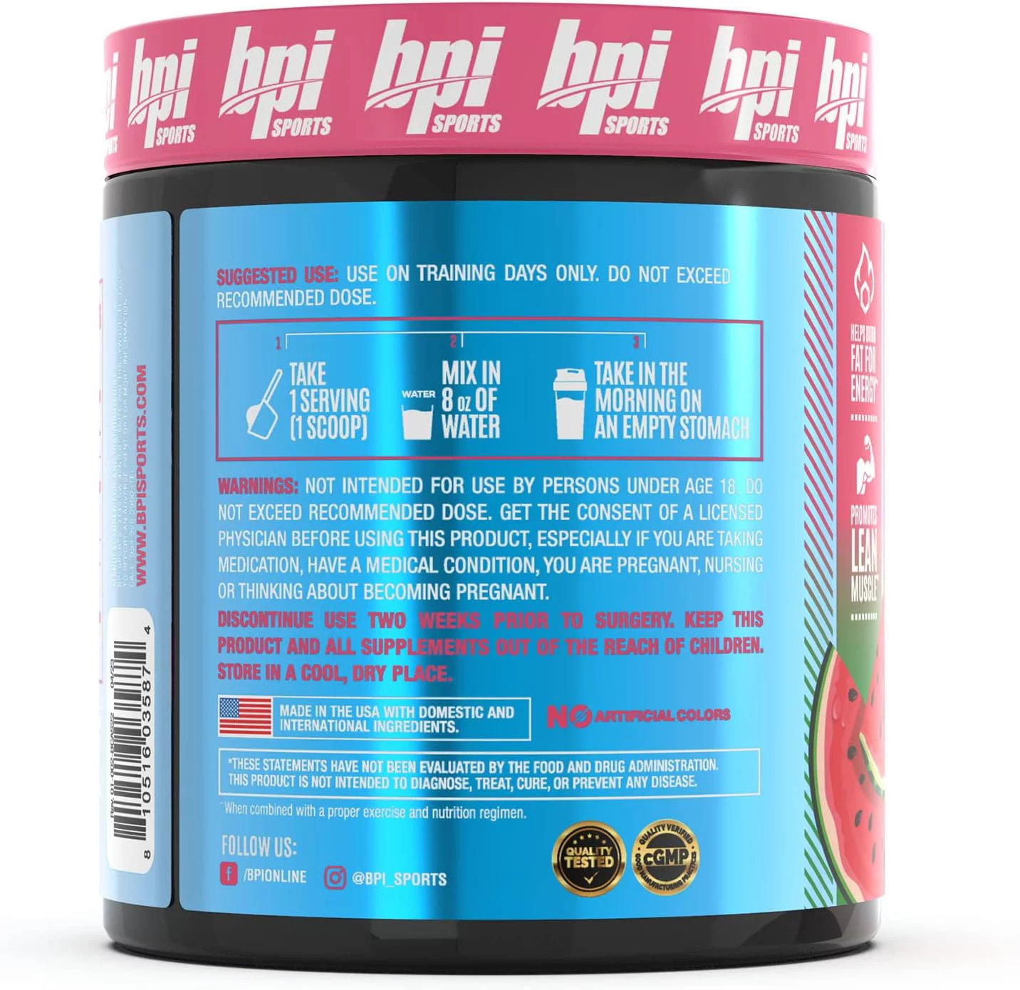 BPI Sports Best BCAA Shredded 25 Servings Watermelon Ice