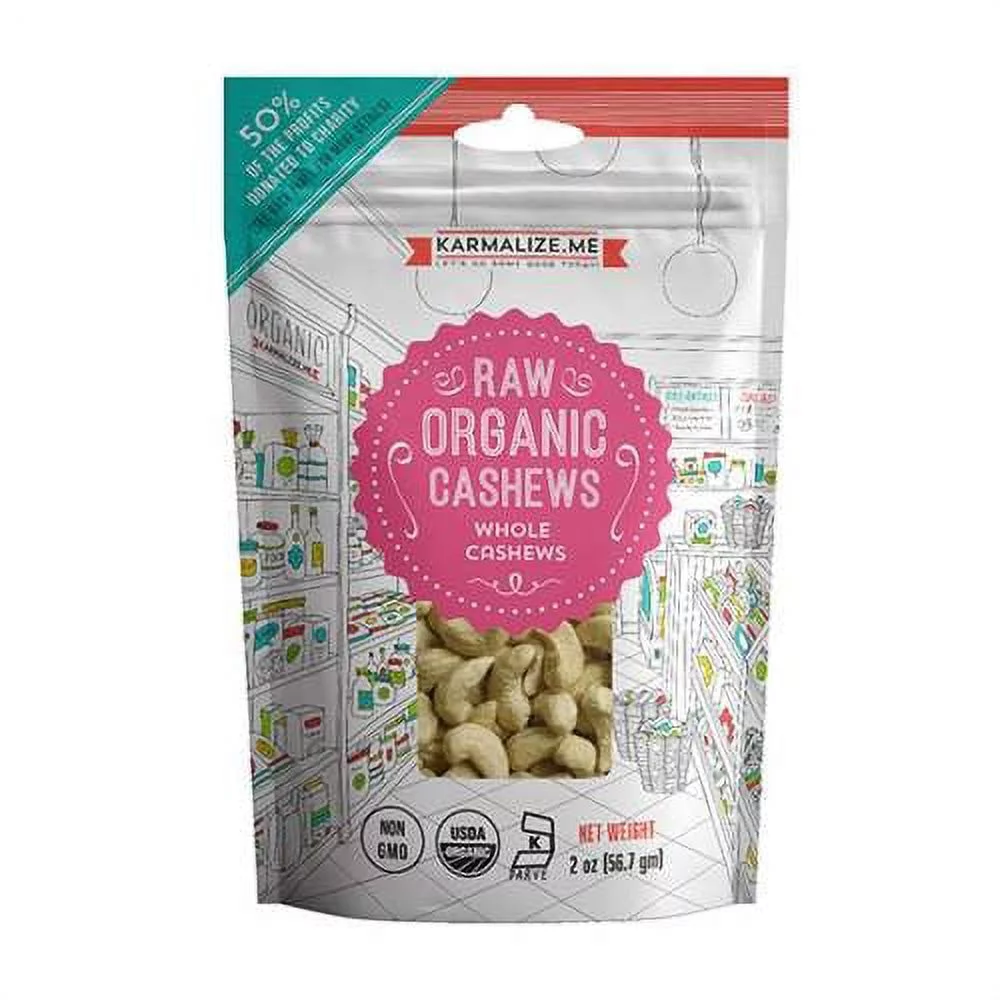 Karmalize.Me 230032 Organic Raw Cashews 2 oz.