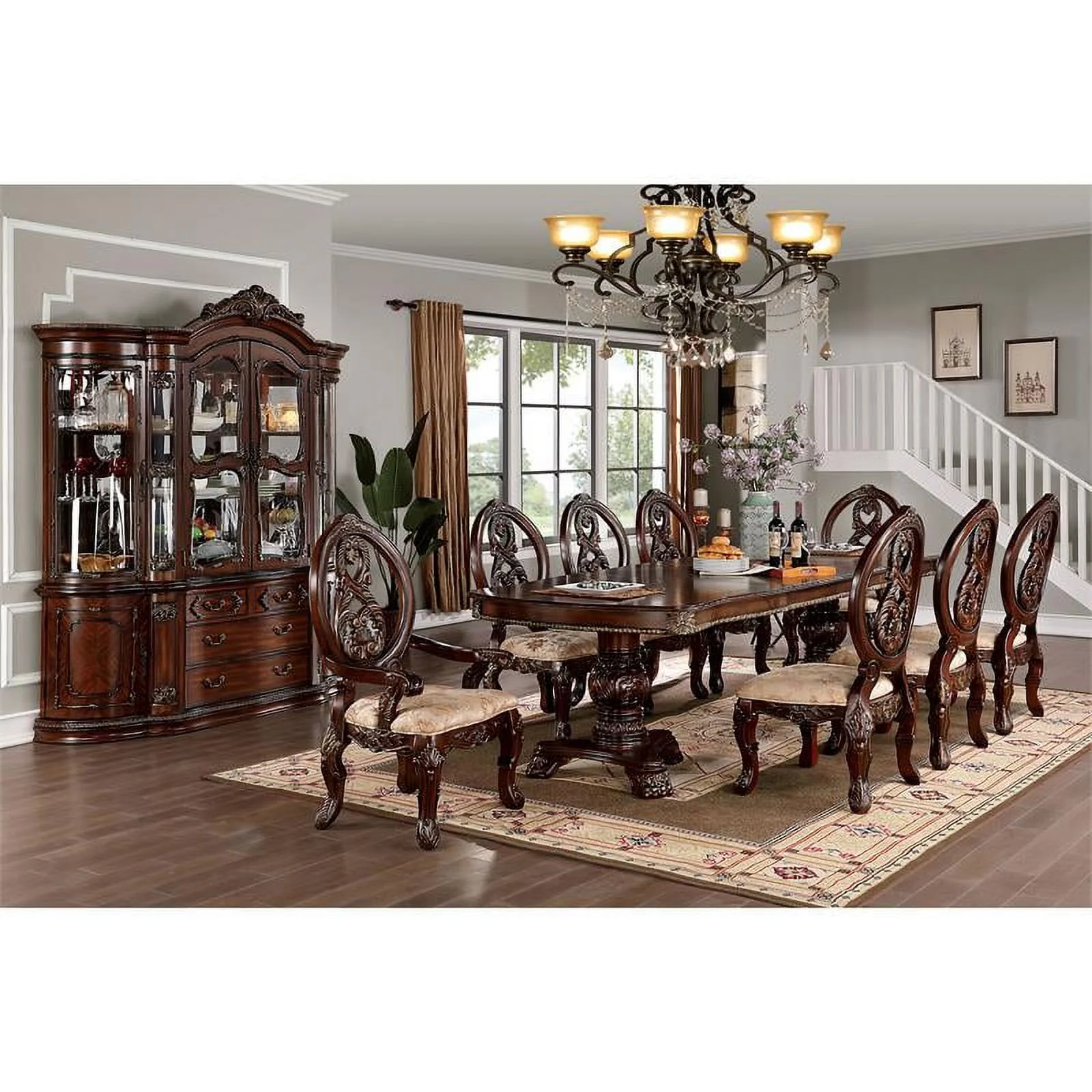 Furniture of America Roo Traditional Wood Expandable Dining Table in Cherry