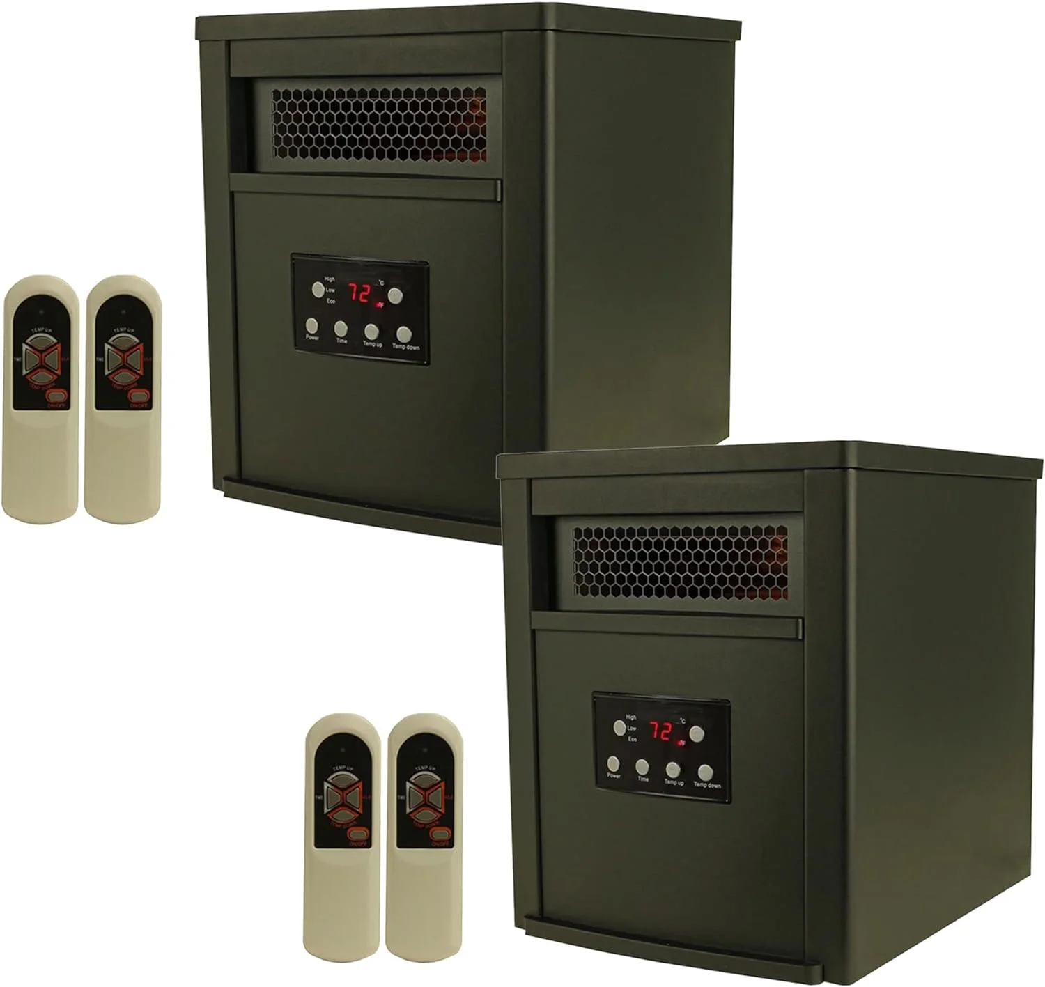 NLIBOOMLife 1500W Portable Electric Infrared Quartz Indoor Space Heater with 6 Adjustable Heating  and Remote Control  Black (2 Pack)