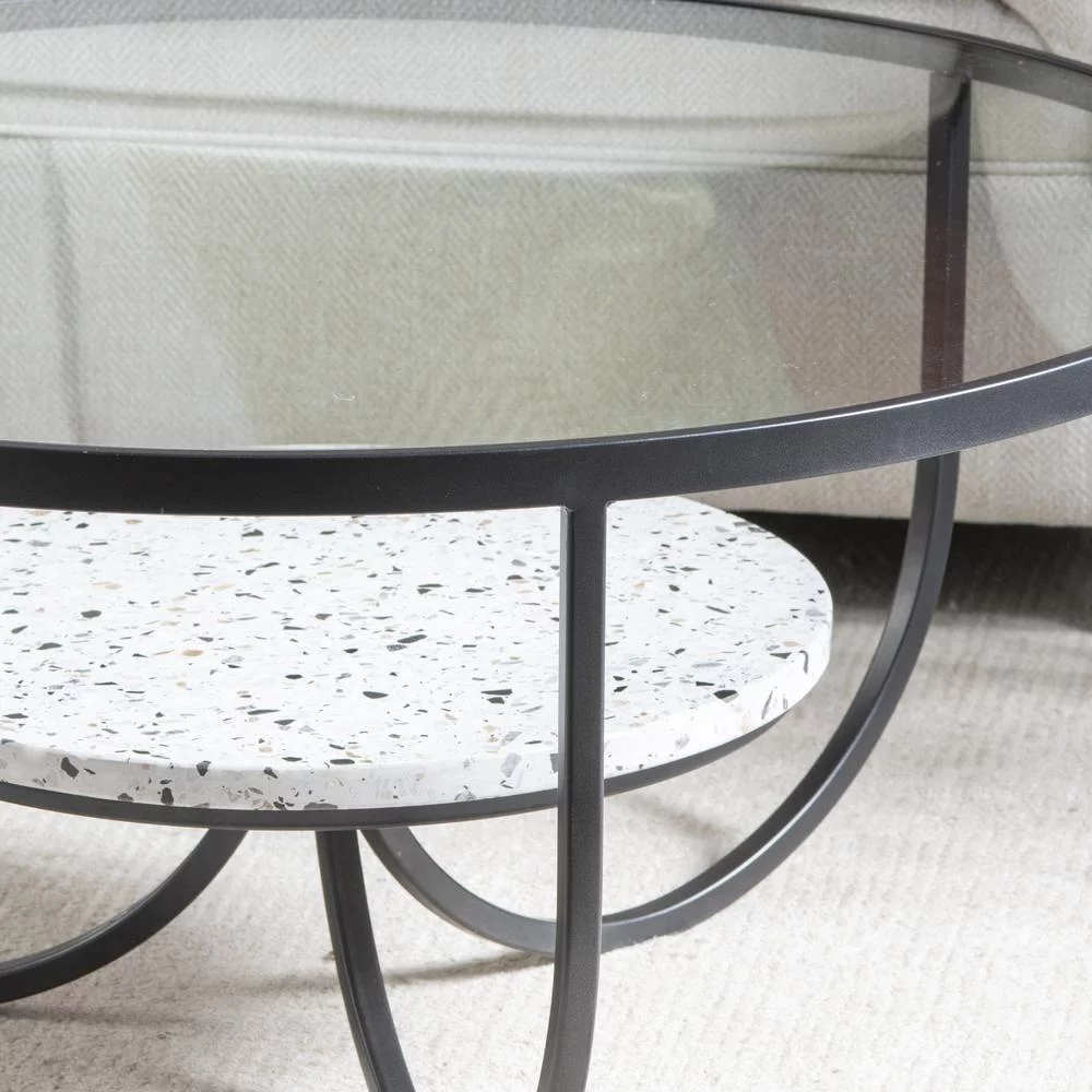 Evolution by Crestview Collection Marisol Metal Terrazzo Coffee Table in Black