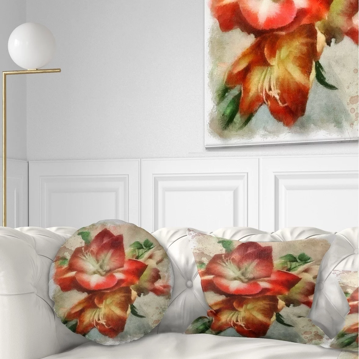 DESIGN ART Designart 'Bunch of Amaryllis Flowers Drawing' Floral Throw Pillow 16 in. x 16 in. Small