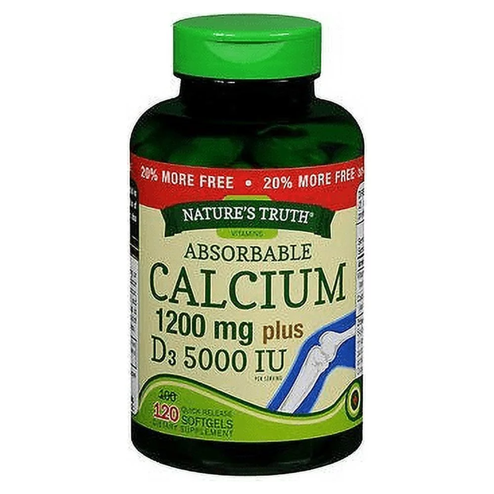 Natures's Truth Absorbable Calcium 1200 mg Plus D3 500 IU, 120 Count, Pack of 6