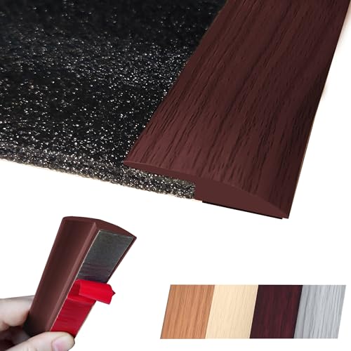 Floor Transition Strip Self Adhesive Carpet Wood Tile Vinyl Flooring Laminate Transition Cover Edge Trim Gap Doorway Threshold for Uneven Floors Heights Within 5 mm (120 inches, Light Brown Coffee)