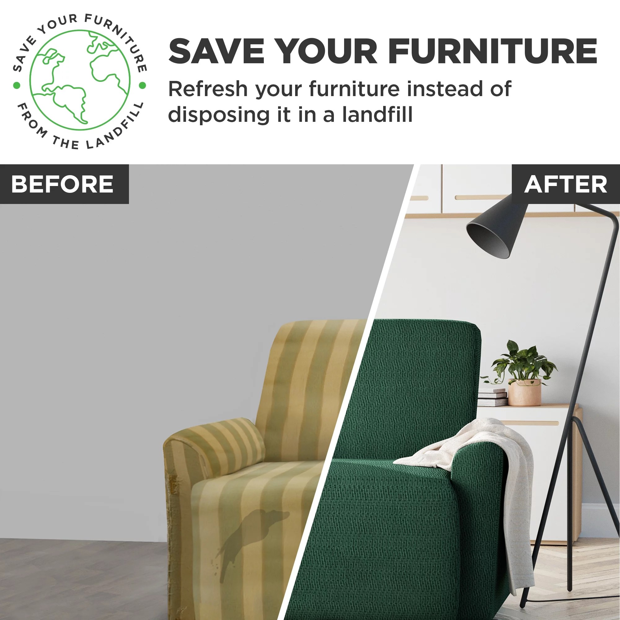 Zenna Home Simply Fit 4-Piece Steps Stretch Recliner Slipcover, Spruce