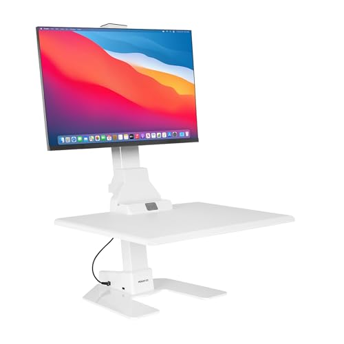 Mount-It! Electric Standing Desk Converter - Motorized Sit-Stand Desk Riser with Monitor Mount, Standup Powered Desktop Lift for Single Monitor up to 32