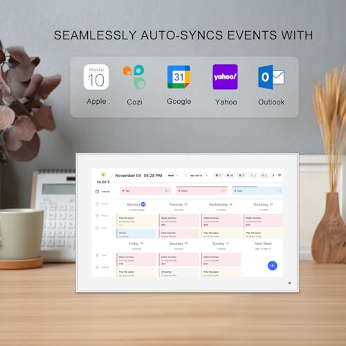 10.1 Inch Smart Digital Calendar Planner & Chore Chart, IPS HD Touchscreen Interactive Display for Family Schedules, Streamline Household Organization - Built-in Digital Picture Frames Function